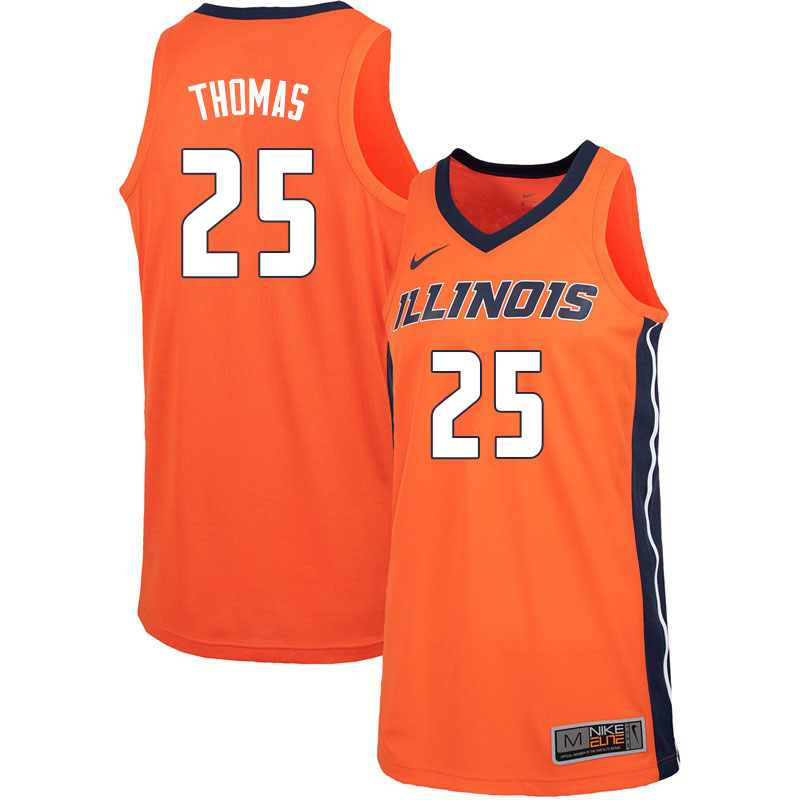 Men #25 Deon Thomas Illinois Fighting Illini College Basketball Jerseys Sale-Orange